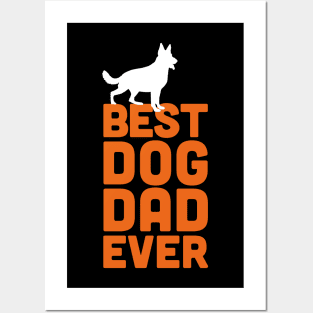 Best German Shepherd Dog Dad Ever - Orange Dog Lover Gift Posters and Art